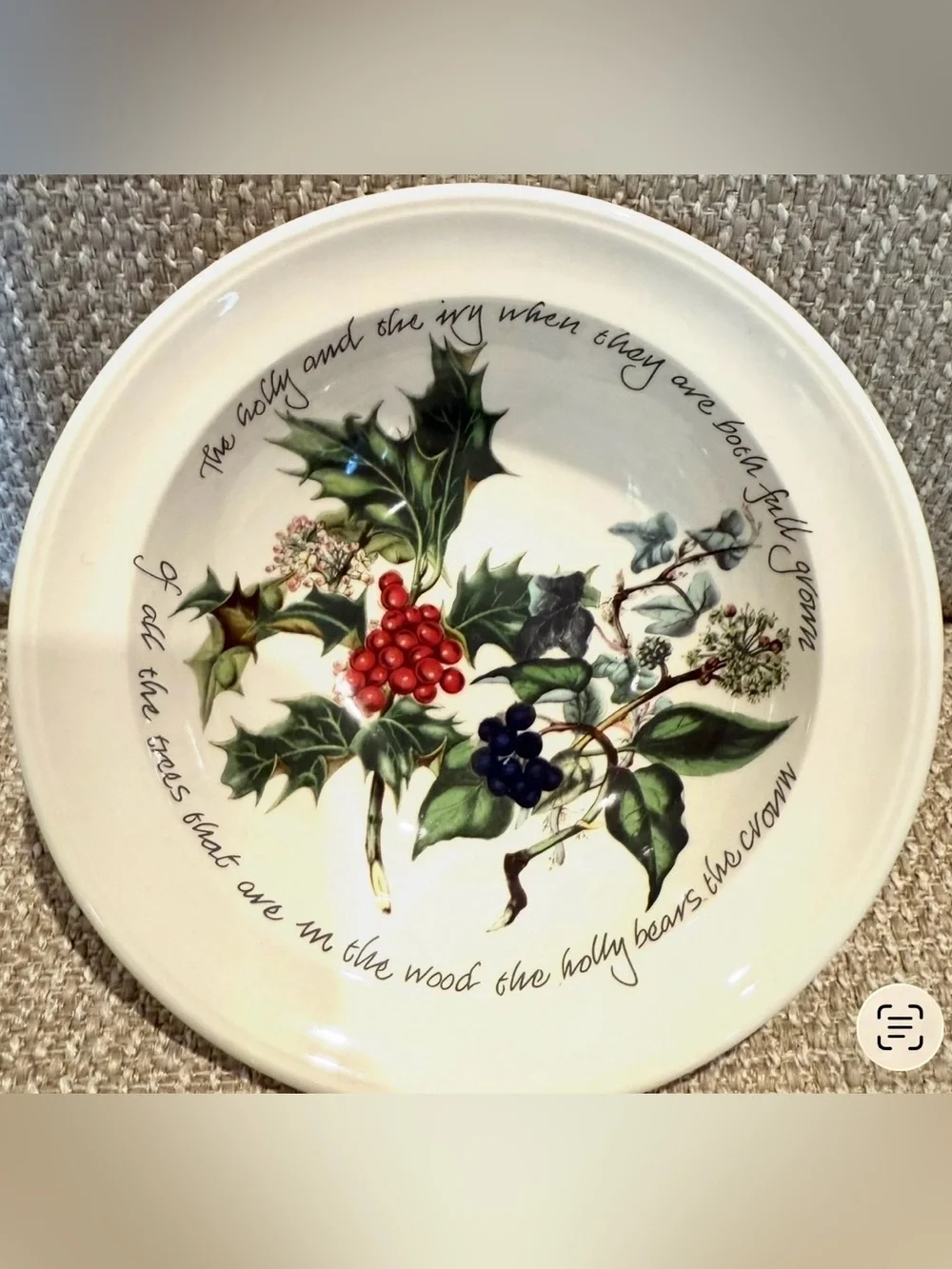 Portmeirion Vtg Holiday Holly Pattern Bowl,Made in Britain—1995